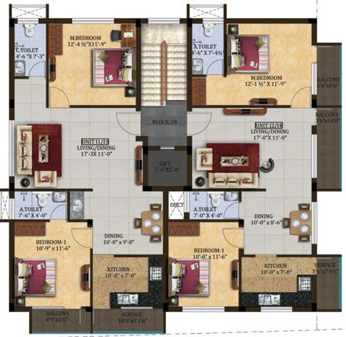 abhimanyu-garden-housing gowri-garden Block 2B Cluster Plan from 1st to 2nd Floor