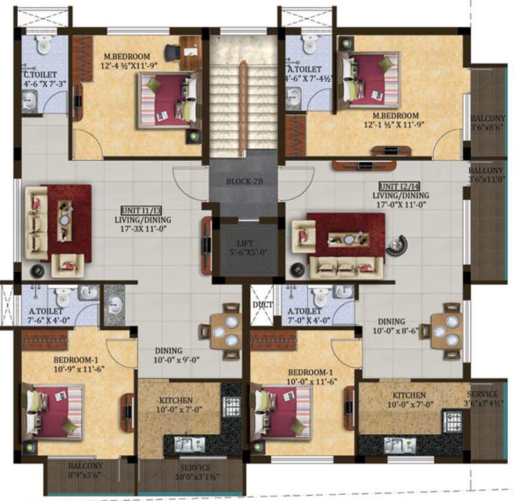 abhimanyu garden housing gowri garden Block 2B Cluster Plan from 1st to 2nd Floor