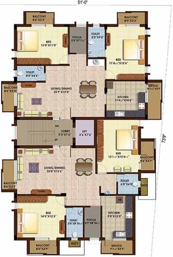abhimanyu-garden-housing garden Block A Cluster Plan from 1st to 3rd Floor