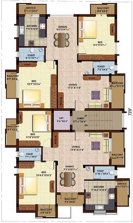 abhimanyu garden housing garden Block B Cluster Plan from 1st to 2nd Floor