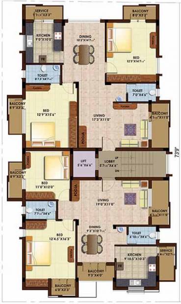 abhimanyu-garden-housing garden Block B Cluster Plan from 1st to 2nd Floor