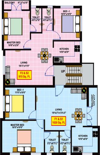 vikaan-shelters emerald-park Emerald Park Cluster Plan from 1st to 2nd Floor