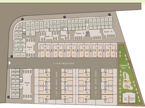 Tower B Cluster Plan for ground Floor greens Tower B Cluster Plan for ground Floor
