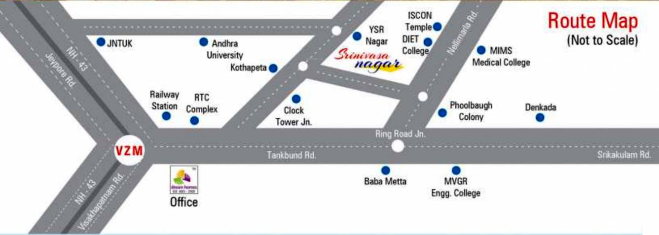 dream homes project and developers srinivasa nagar Location Plan