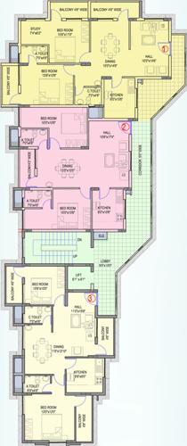 guardian-infrastructure shanthala-aashiyana-c-and-d Block D Cluster Plan from 1st to 6th Floor