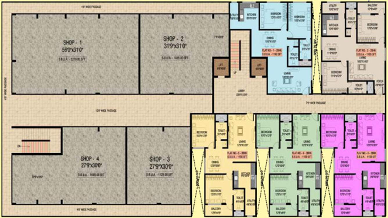malavika builders srinivasa arcade Srinivasa Arcade Cluster Plan for 1st Floor