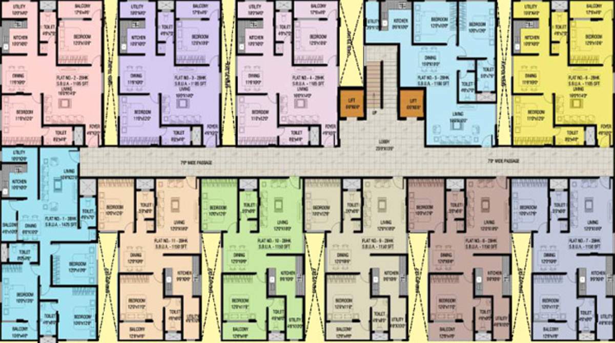 malavika builders srinivasa arcade Srinivasa Arcade Cluster Plan from 2nd to 3rd Floor