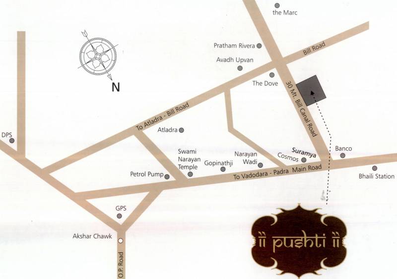 aditya-developers-vadodara pushti-2 Location Plan
