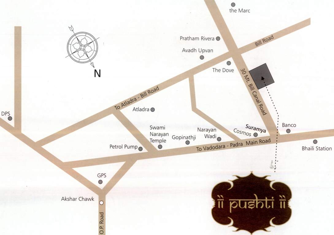aditya developers vadodara pushti 2 Location Plan