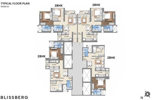  montana Blissberg Wing B Cluster Plan for Typical Floor