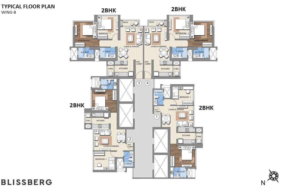  montana Blissberg Wing B Cluster Plan for Typical Floor