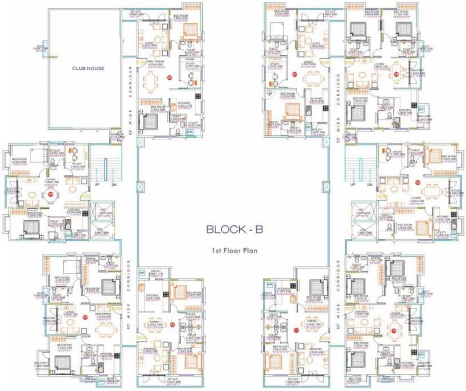 clear title properties cordelia Block B1 & B2 Cluster Plan For First Floor