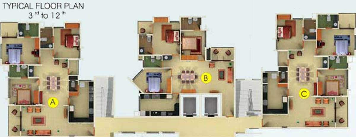 nutech constructions cherubs skyvillas Cherubs Skyvillas Cluster Plan from 3rd to 12th Floor