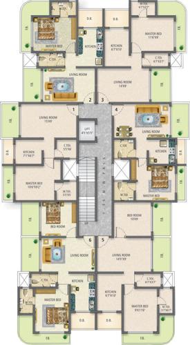 jet-infraventure-ltd sai-residency Sai Residency Cluster Plan from 1st to 3rd Floor