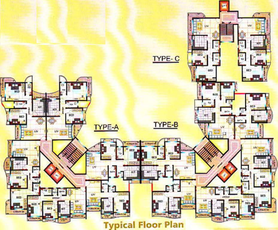 poonam developers valley Tower A Cluster Plan from 1st to 10th Floor
