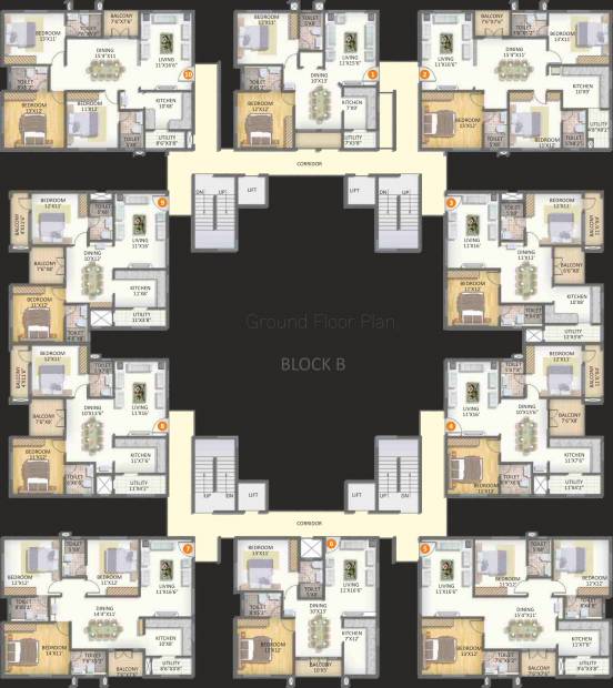  tridax Block B Cluster Plan for ground Floor