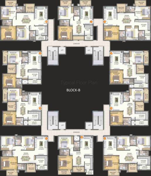  tridax Block B Cluster Plan for Typical Floor