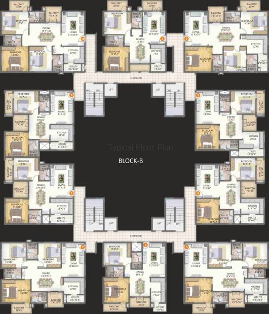  tridax Block B Cluster Plan for Typical Floor