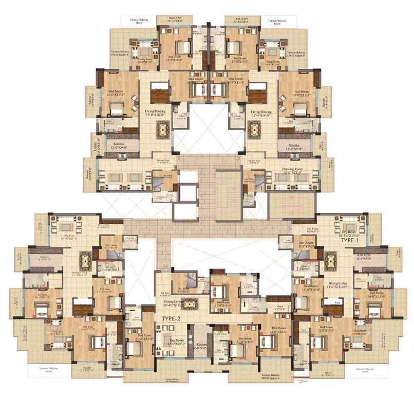 mahalaxmi buildwell lord krishna terraces Lord Krishna Terraces Cluster Plan for 4th Floor