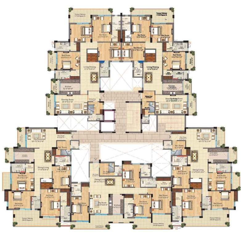 mahalaxmi buildwell lord krishna terraces Lord Krishna Terraces Cluster Plan from Ground to 3rd Floor
