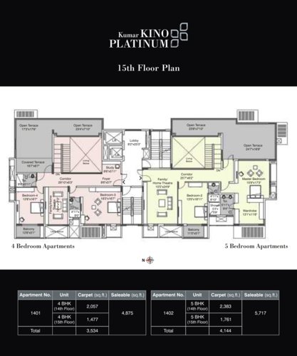  kino-platinum Kumar Kino Platinum Cluster Plan for 15th Floor