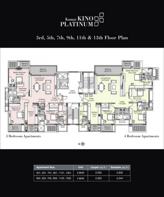  kino platinum Kumar Kino Platinum Cluster Plan from 3rd, 5th, 7th, 9th, 11th, 13th Floor