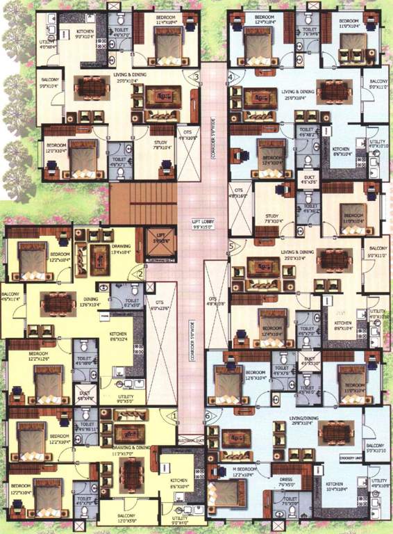 abhee builders & developers vasudhaa raja gruha Vasudhaa Raja Gruha Cluster Plan from 1st to 4th Floor