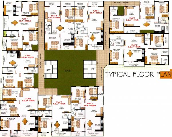 Wing A & B Cluster Plan from 1st to 4th Floor pnr-group ushodaya-trinity Wing A & B Cluster Plan from 1st to 4th Floor