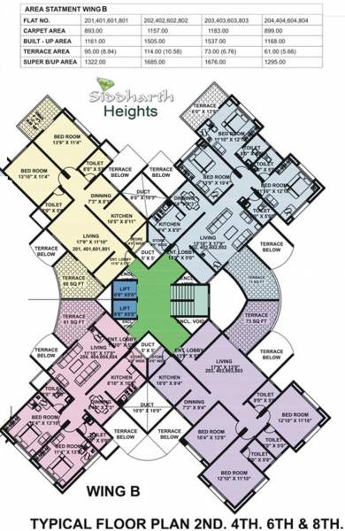 heights Wing B Cluster Plan for even floors