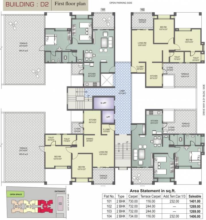 dharmavat group sunder sanskruti phase i Tower D2 Cluster Plan For 1st Floor