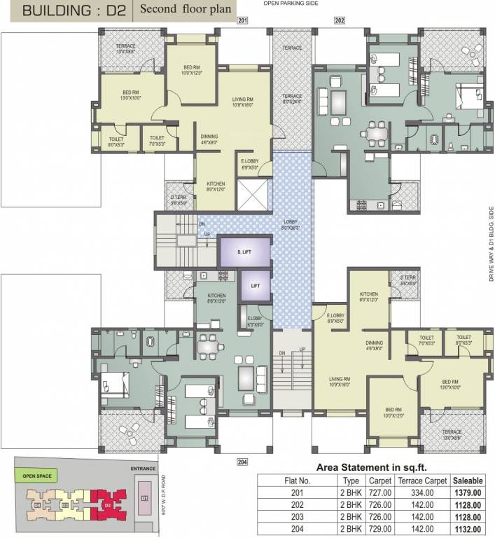 dharmavat group sunder sanskruti phase i Tower D2 Cluster Plan For 2nd Floor