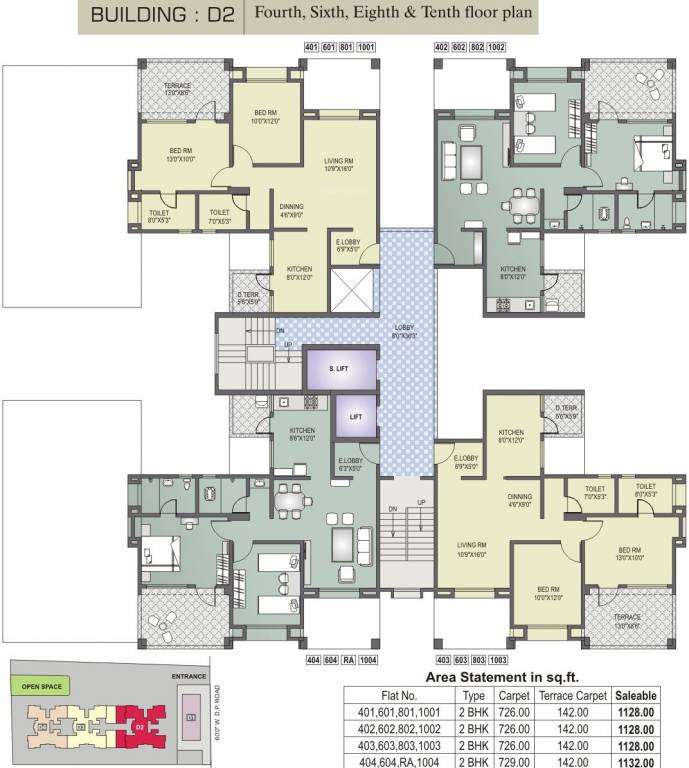 dharmavat group sunder sanskruti phase i Tower D2 Cluster Plan For Even Floor