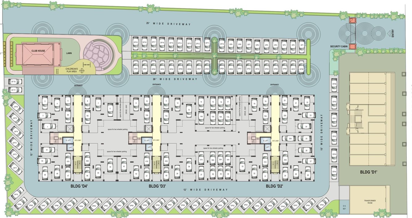 dharmavat group sunder sanskruti phase i Tower D2, D3 & D4 Cluster Plan For Ground Floor