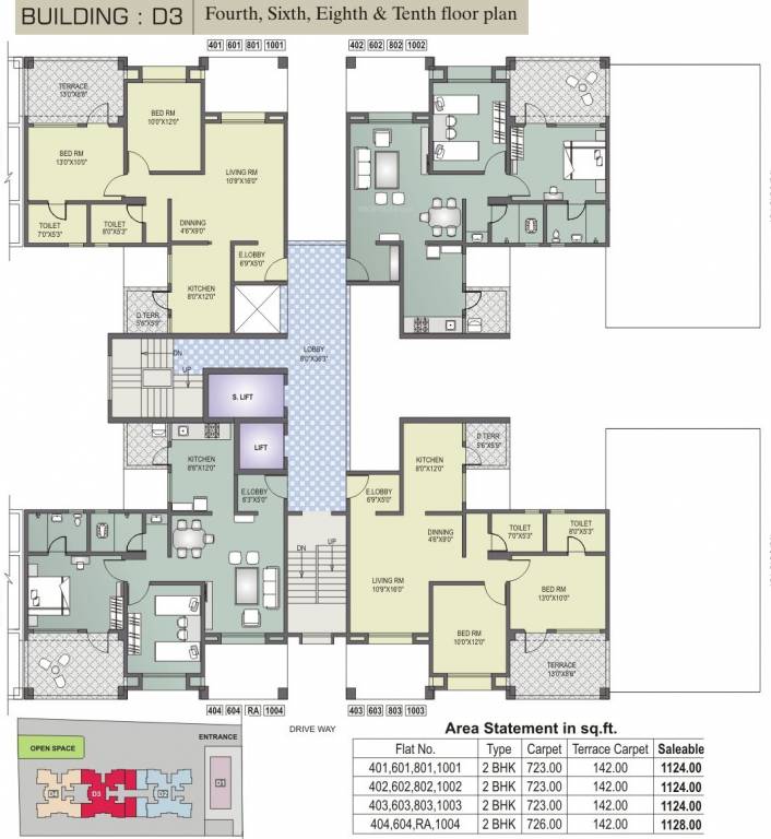 dharmavat group sunder sanskruti phase i Tower D3 Cluster Plan For Even Floors