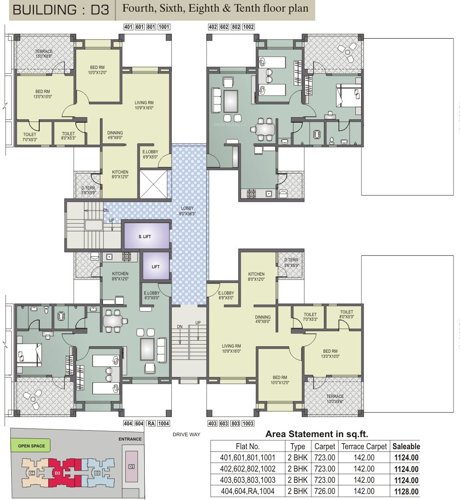 Tower D3 Cluster Plan For Even Floors dharmavat-group sunder-sanskruti-phase-i Tower D3 Cluster Plan For Even Floors