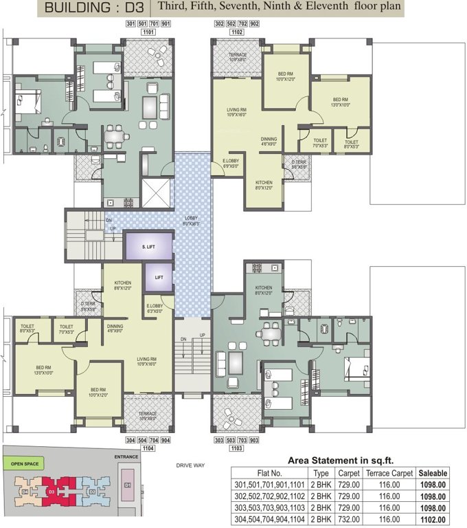 dharmavat group sunder sanskruti phase i Tower D3 Cluster Plan For Odd Floors