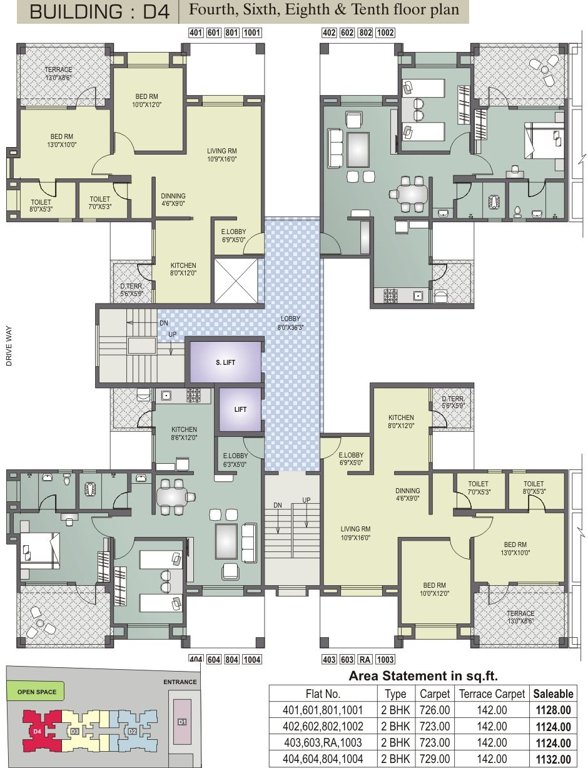 dharmavat group sunder sanskruti phase i Tower D4 Cluster Plan For Even Floors