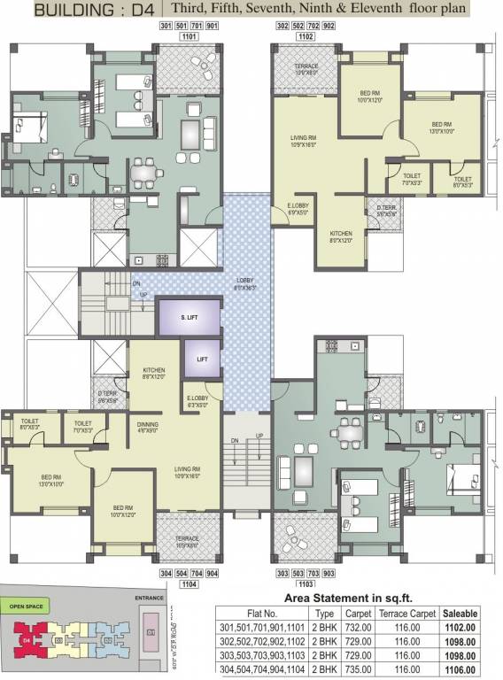 dharmavat group sunder sanskruti phase i Tower D4 Cluster Plan For Odd Floors
