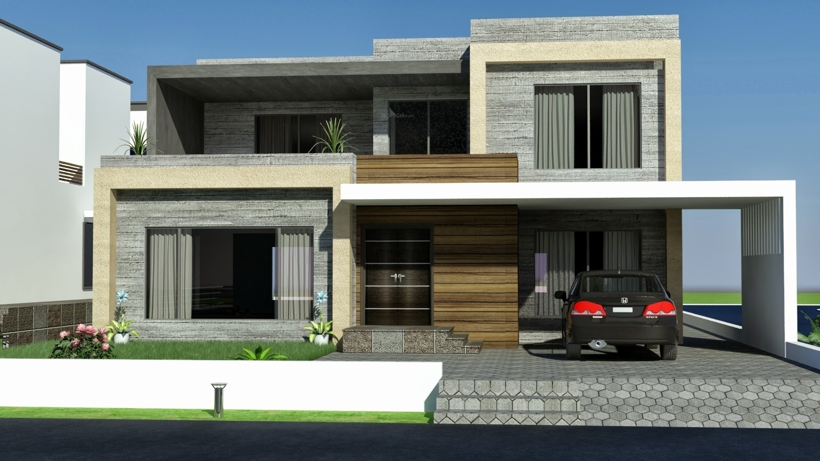 Front Design Of House Single Storey Indian Modern House