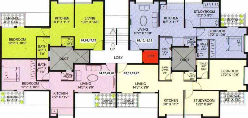  chintamani-residency Chintamani Residency Odd Cluster Plan for 1st, 3rd, 5th & 7th Floor