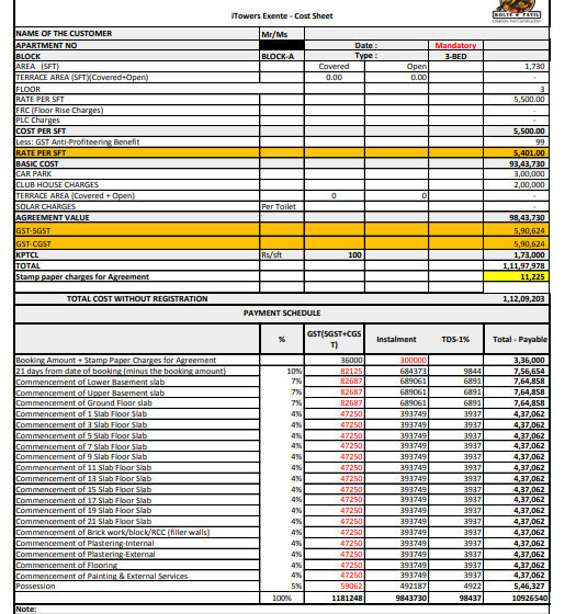 i-towers-exente Subvention Scheme Payment Plan