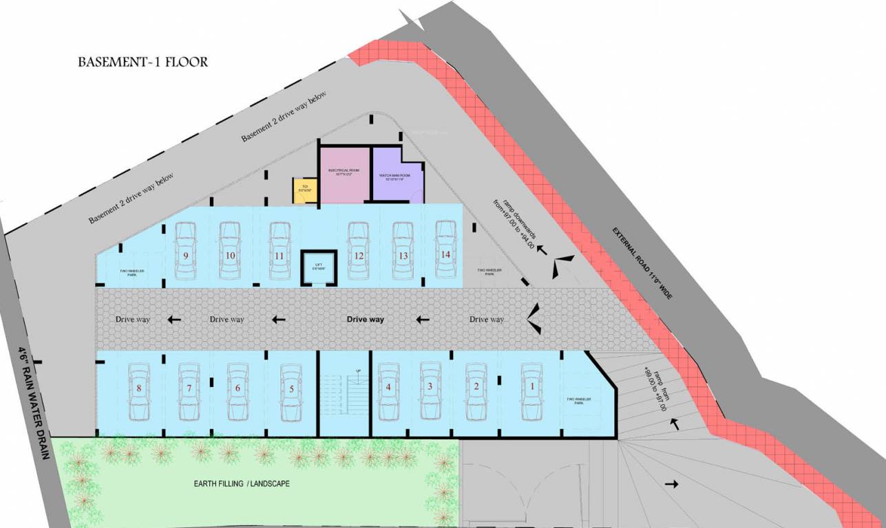 providence builders and developers bliss Bliss Cluster Plan For 1st Basement Floor