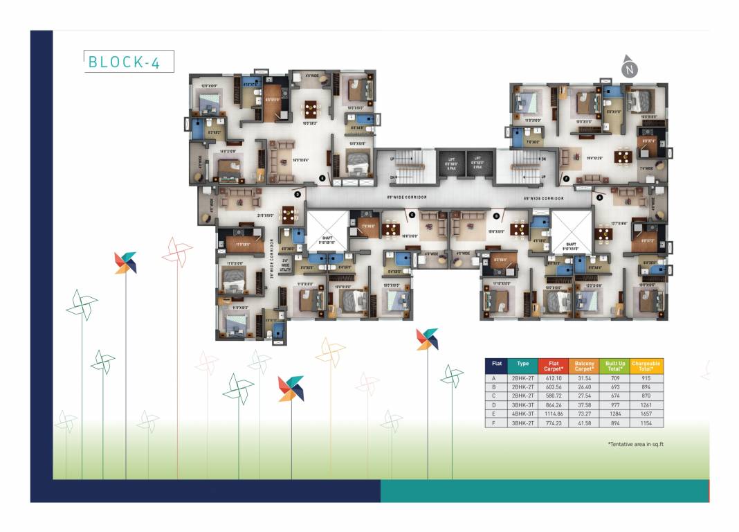  windflower Block 4 Cluster Plan for Typical Floor