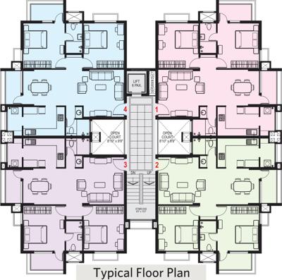 mk-builders-and-developers-mangalore maurya-residency Maurya Residency Cluster Plan from 1st to 4th Floor