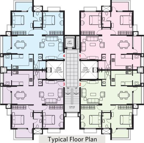 Maurya Residency Cluster Plan from 1st to 4th Floor mk-builders-and-developers-mangalore maurya-residency Maurya Residency Cluster Plan from 1st to 4th Floor
