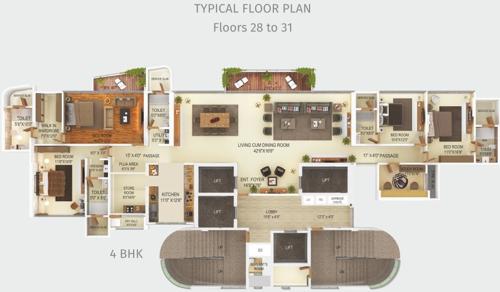  kshitij Typical Floor Plan Of Tridhaatu Kshitij From 28th to 31th Floor