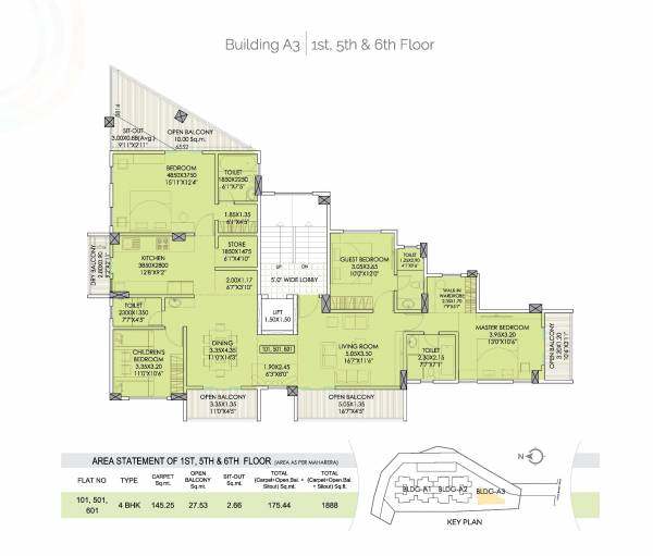  rainbow Wing A3 Cluster Plan from 1st, 5th And 6th Floor