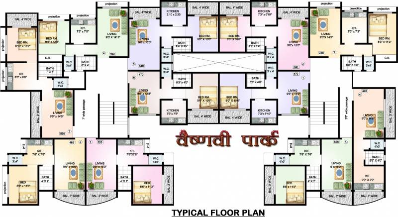  vaishnavi-park Wing A Cluster Plan from 1st to 3rd Floor