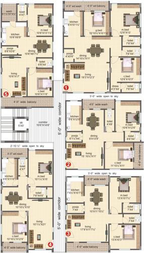 hanuma-construction neeladri-heights Neeladri Heights Cluster Plan from 1st to 5th Floor