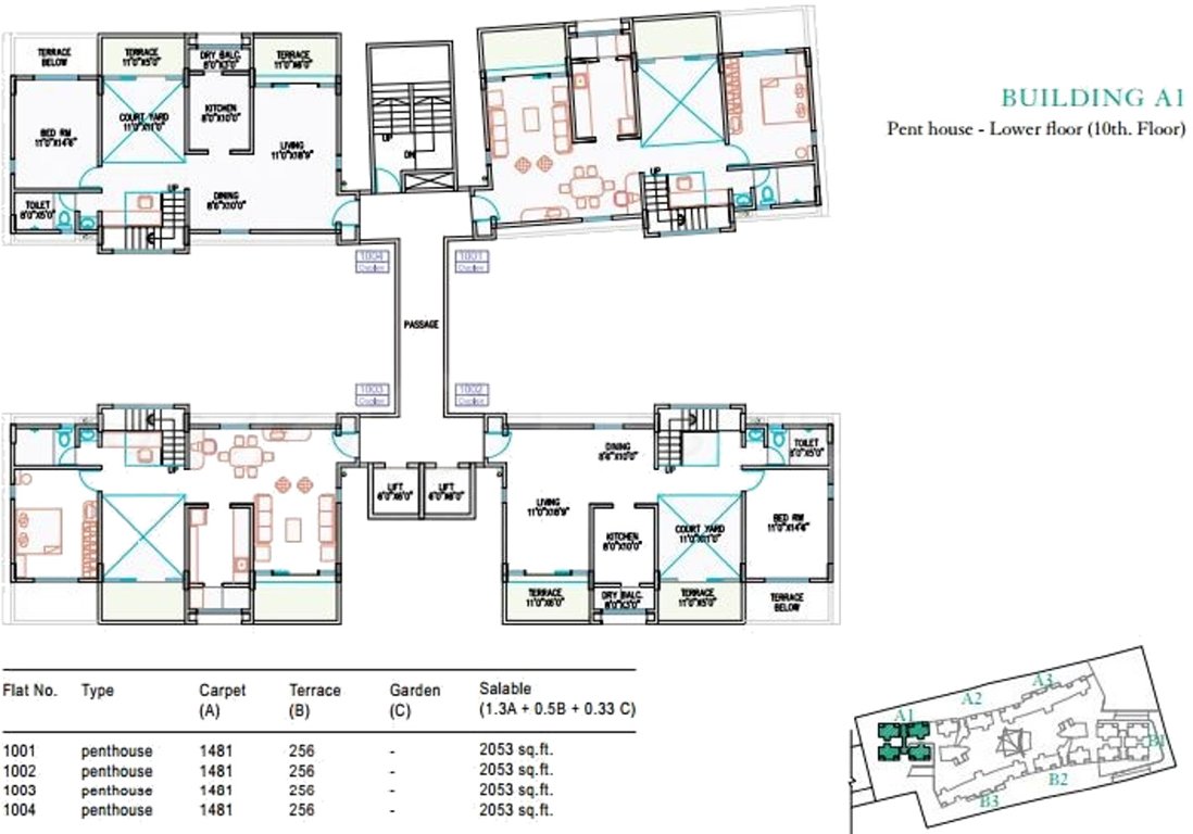  sucasa Tower A1, B1 Cluster Plan for 10th Lower Floor